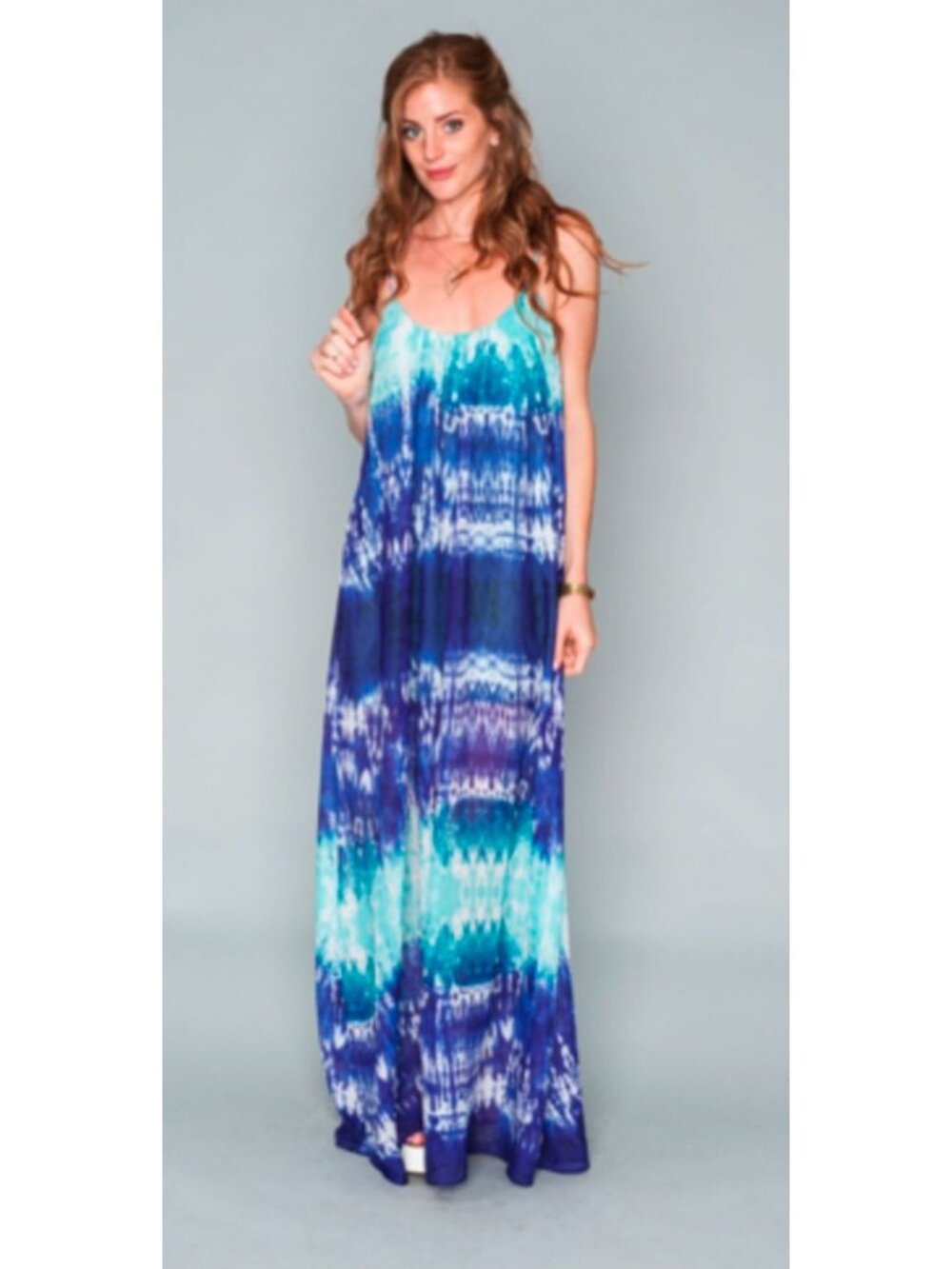 Show Me Your Mumu RARE Tie Dye Spaghetti Strap Trapeze Maxi, Sz Lg